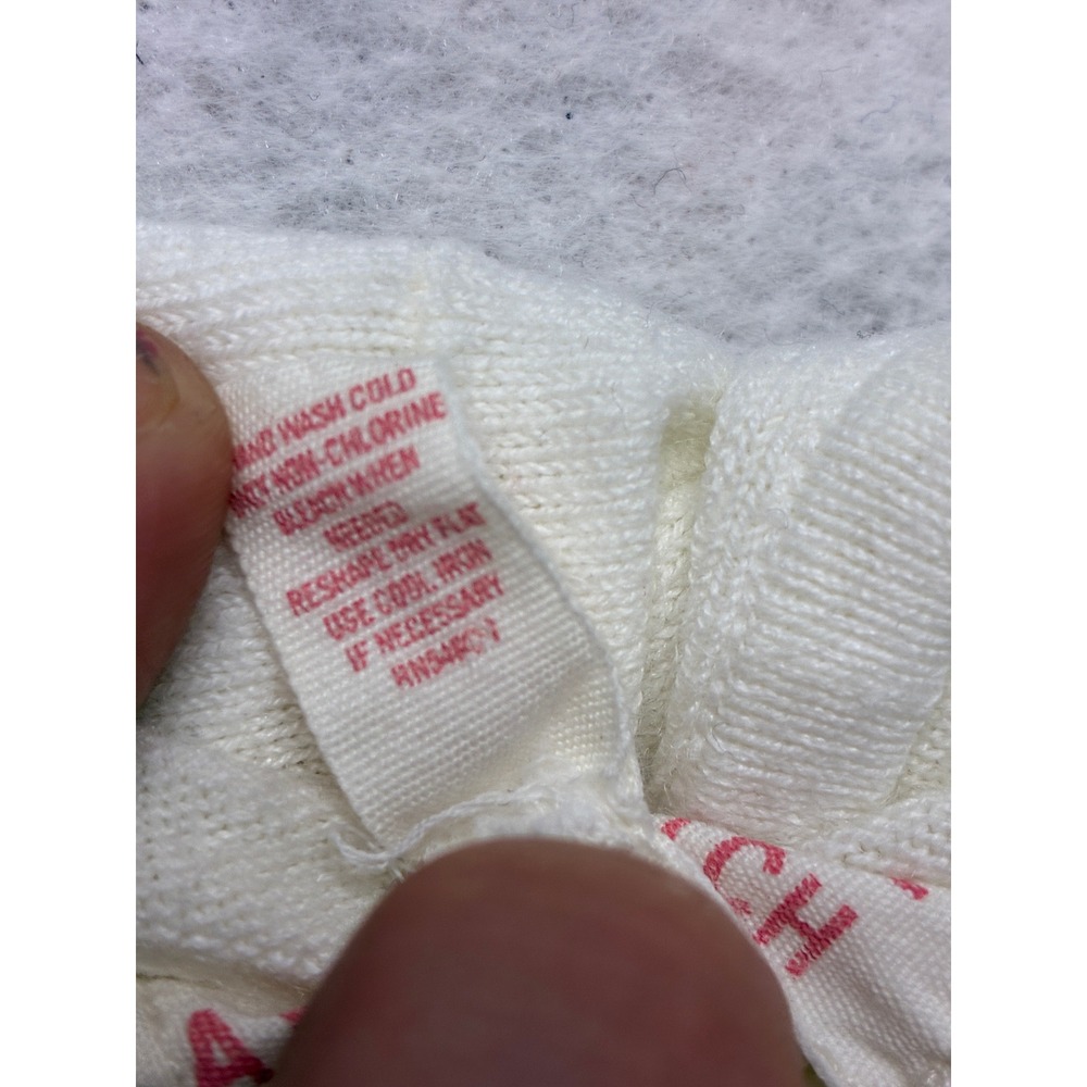 Abercrombie & Fitch Zip Up Knit Hoodie Coquette Y2K O-Ring Sweater M White - Picture 6 of 11